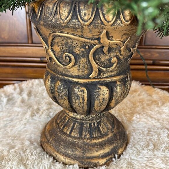 4ft Prelit Indoor Outdoor Tree in Weighted Resin Bronze Patina Pot Clear Lights - Picture 7 of 14